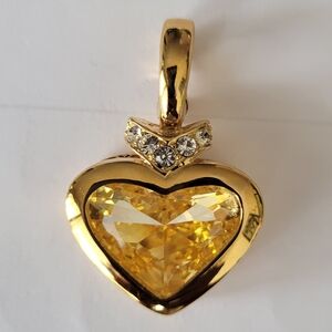 Nolan Miller Gold Heart Pendant with Yellow Gemstone-Rare